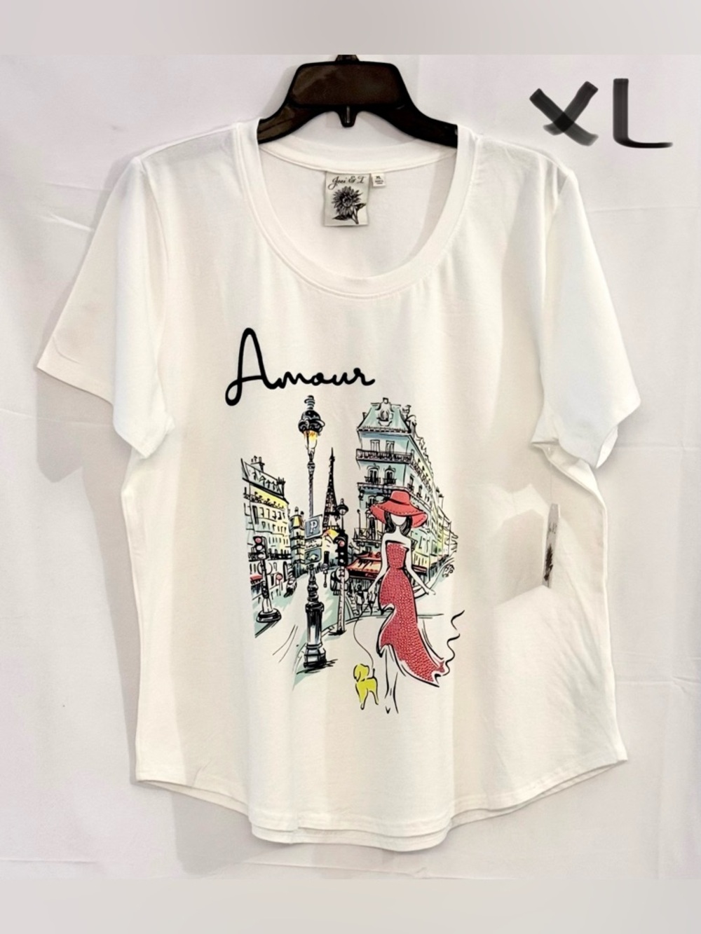 Amour Paris Graphic Tee - White with Pink Accent